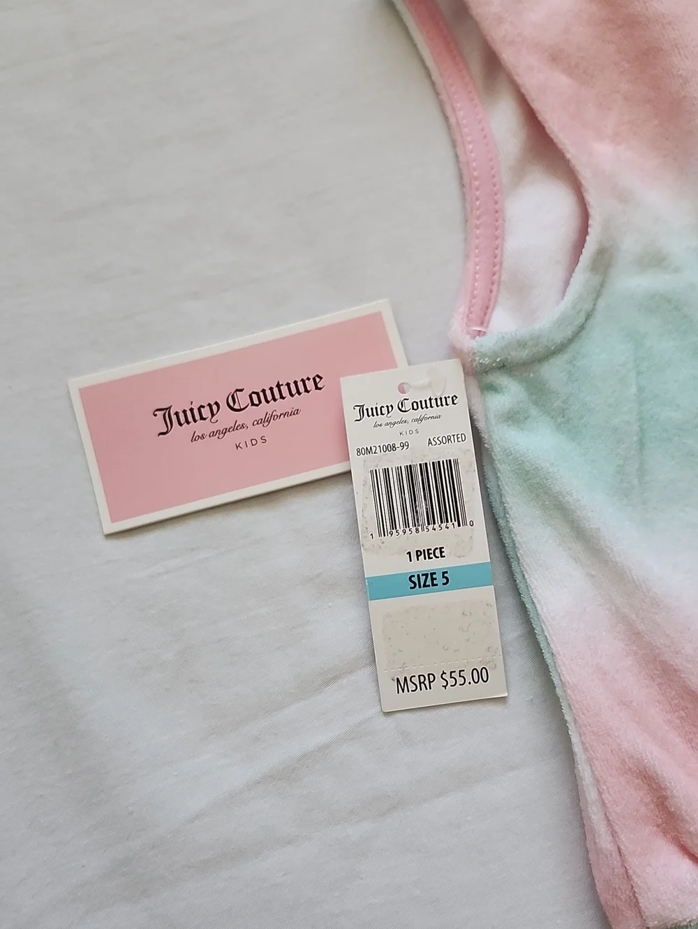 NWT Juicy Couture Kids Girl Tie Dye Velour Hooded Romper Size 5